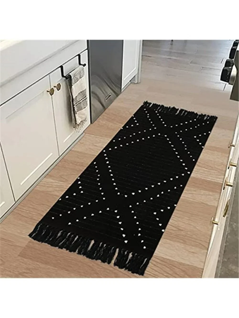 Boho Kitchen Rug 2' x 4.3' Washable Bathroom Runner with Tassel